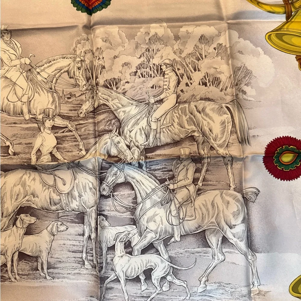 Gucci Blue and White Equestrian Scarf Vintage